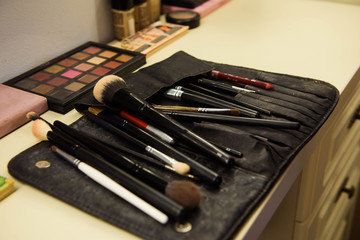 Professional makeup brushes and tools