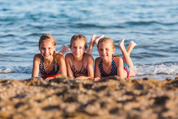 Happy kids on the beach