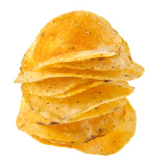potato chips isolated on a white background