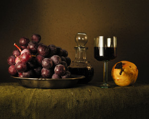 Vase with grapes cardinal, pears, light 3