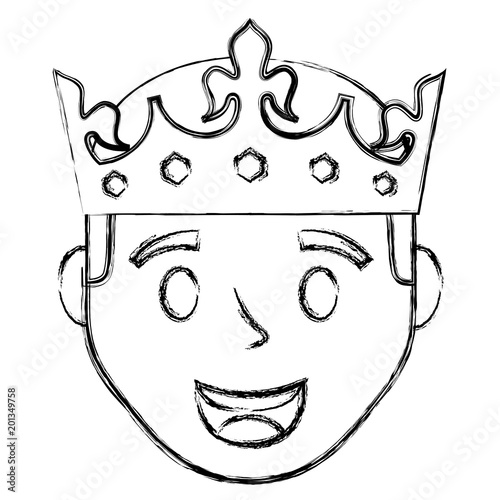 Happy Face Man Male With Crown Royal Vector Illustration