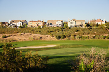 Sand bunkers at the beautiful golf course