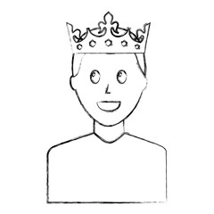 portrait man charatcer wearing crown vector illustration sketch