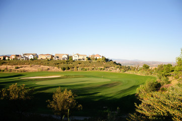 Sand bunkers at the beautiful golf course