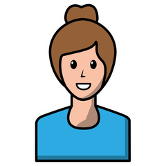 woman avatar character portrait speech bubble vector illustration