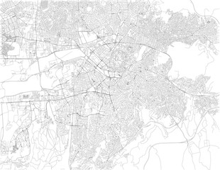 Fototapeta na wymiar Cartina di Ankara, vista satellitare, città, Turchia. Stradario. Strade della capitale