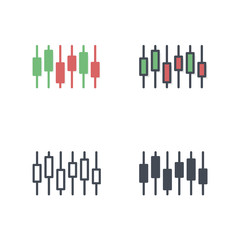 Graph trading flat vector colored line silhouette