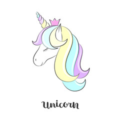 Magic unicorn head. Vector illustration