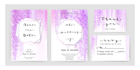 Save the date card, wedding invitation, greeting card with beautiful flowers and letters - 201352557
