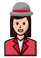 woman avatar character portrait wearing hat vector illustration