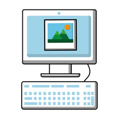 computer keyboard picture photo social media app vector illustration