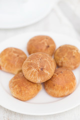 Brazilian snack cheese bread on white plate