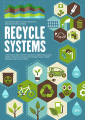 Obraz premium Recycle poster with ecology and green energy icon