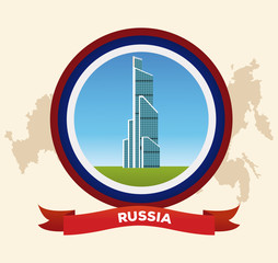 Russia building on round symbol vector illustration graphic design