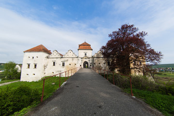 Fototapeta na wymiar Facade of the medieval castle Svirzh, Ukraine