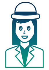 woman avatar character portrait wearing hat vector illustration  degraded color