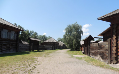 Fototapeta na wymiar landscape of the rural settlement of the early 20th century