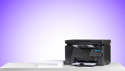 Printer copier machine on a bright colored background