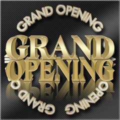 Stock Illustration - Golden Colored Text: Grand Opening, 3D Illustration, Bright Against the Luxe Background, Announcement Template.