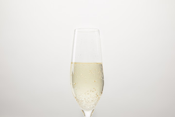  champagne glass with bubbles isolated on white background