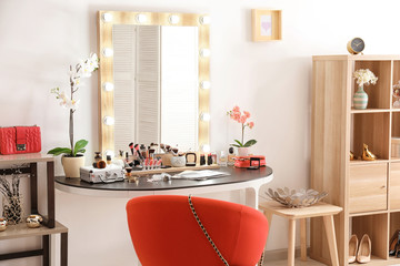 Interior of modern makeup room