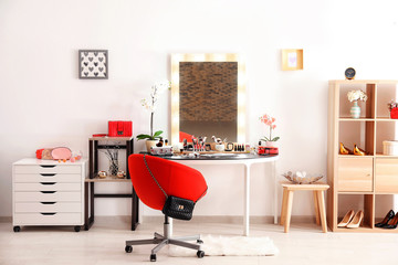 Interior of modern makeup room