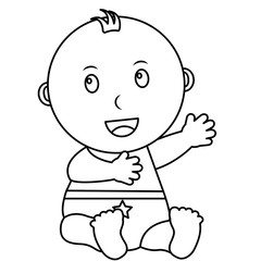 cute little baby boy sitting vector illustration outline