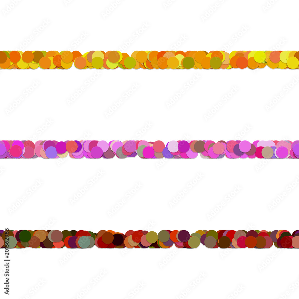 Poster repeatable random circle pattern text dividing line design set - vector graphic elements from colore