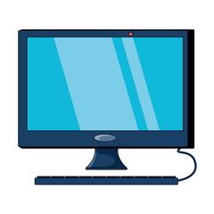 computer with keyboard icon over white background, colorful design. vector illustration