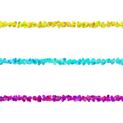 Repeatable dot pattern paragraph dividing line design set - vector decoration elements from colored circles with shadow effect