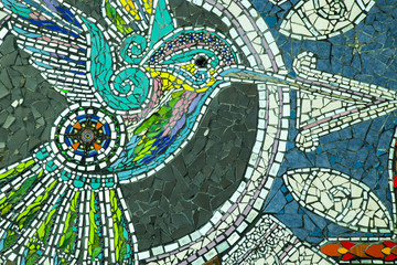 Tile and glass mural of Zacatlán de las manzanas, unique in Mexico, Puebla, Mexico - obrazy, fototapety, plakaty