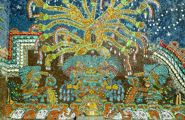 Tile and glass mural of Zacatlán de las manzanas, unique in Mexico, Puebla, Mexico © Nailotl