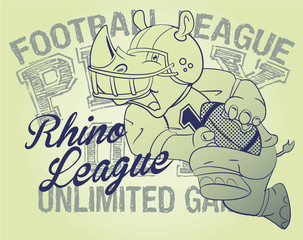 Rhino Football Player.Vector artwork for Kids wear or greeting