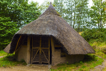 Exterior view of Iron age hut on Isle of Arran, Scotland