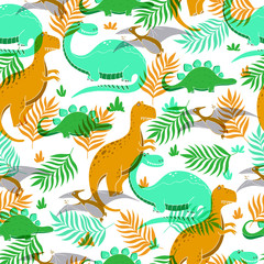 Fototapeta na wymiar Pattern with dinosaurs