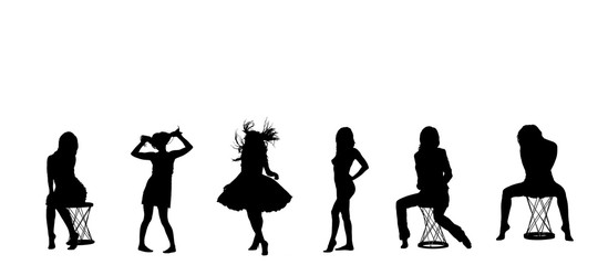 Female silhouettes on a white background. Model. Female figure