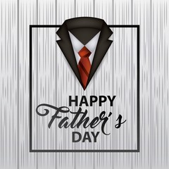 happy fathers day frame with elegant black suit red tie grunge background vector illustration
