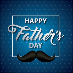 Fototapeta premium happy fathers day striped blue background sign with black moustache important date vector illustration