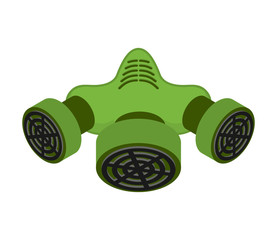 Respirator isolated. Gas mask green. Vector illustration