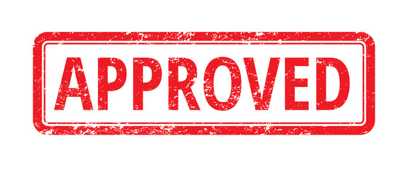 red stamp with the words approved