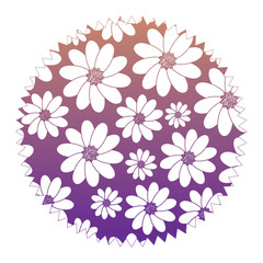 decorative seal stamp with beautiful flowers colorful design, vector illustration