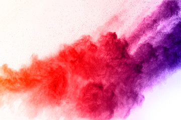 abstract powder splatted on white background,Freeze motion of color powder exploding/throwing color powder, multicolored glitter texture.