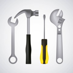 tools hammer screwdriver key spanner adjustable vector illustration
