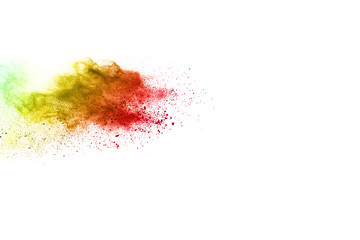 abstract powder splatted on white background,Freeze motion of color powder exploding/throwing color powder, multicolored glitter texture.