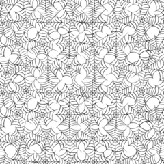 Fototapeta premium Cobweb. Spiderweb hand-drawn pattern. Abstract seamless monochrome pattern on white background. Design element.