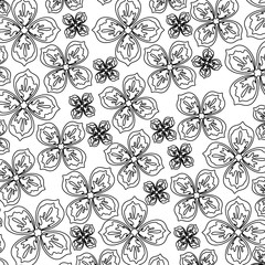 beautiful flowers background, black and white design. vector illustration