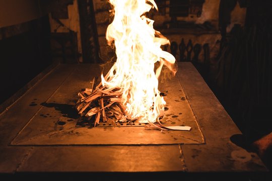Fireplace in workshop