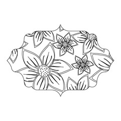 arabic frame with beautiful flowers design. black and white design. vector illustration