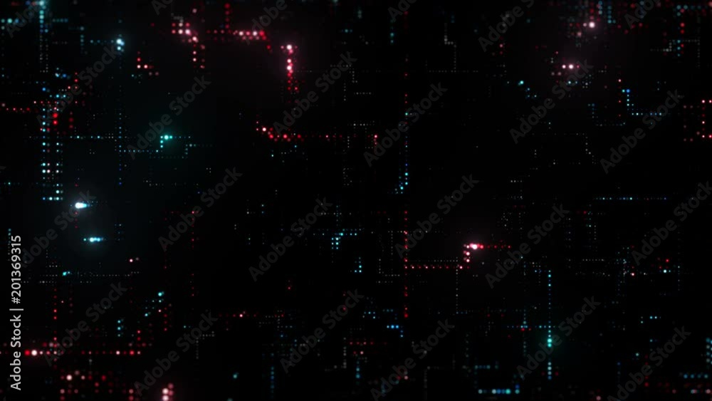 Poster 3d render abstract digital background with tech dots. technology concept with bright glow circles pa