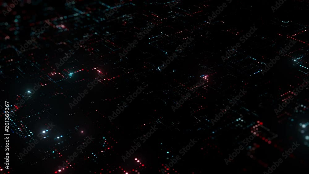 Poster 3d render abstract digital background with tech dots. technology concept with bright glow circles pa